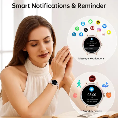 Vista 3 de Reloj inteligente para hombres y mujeres (respuesta/hacer llamadas), reloj inteligente con voz AI integrada, rastreador de fitness HD de 1.27