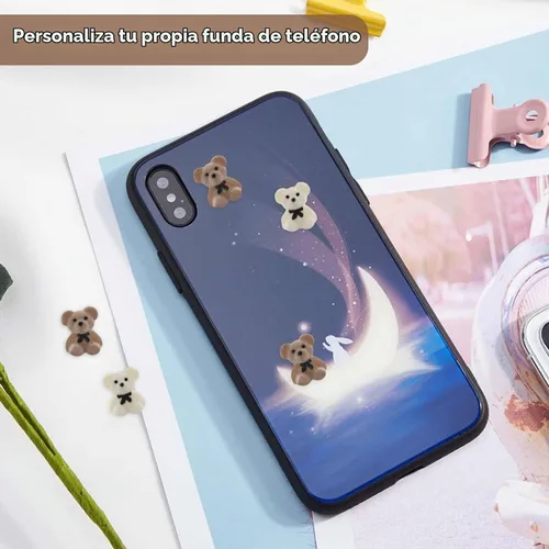 Vista 4 de Prasacco 50 mini osos – diminutos dijes de oso de plástico acrílico flocado y decoraciones de bricolaje
