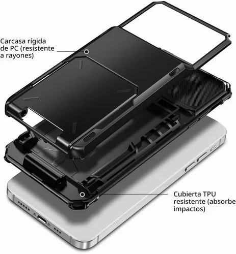 Vista 2 de Vofolen Funda compatible con iPhone 12, cartera 5G, 4 ranuras para tarjetas, tarjetero con bolsillo oculto, doble capa, cubierta trasera protectora