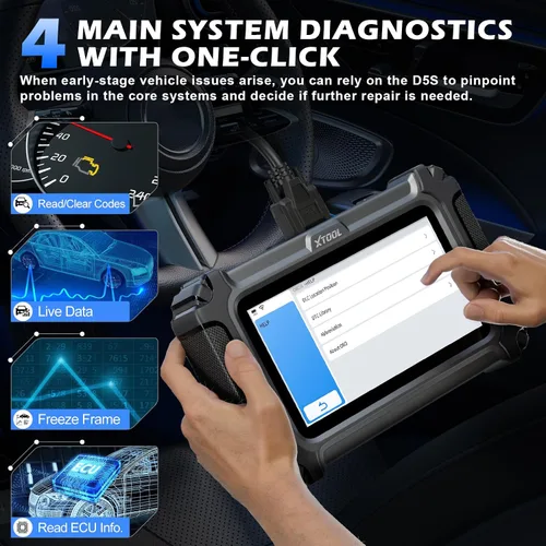 Vista 2 de XTOOL D5 OBD2 Escáner lector de código de automóvil, herramienta de escaneo de diagnóstico de transmisión ABS SRS con 10 reinicios, servicio EPB