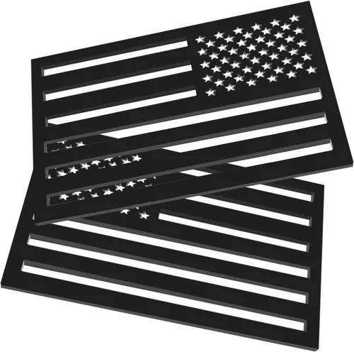 Vista 8 de 2 paquetes de calcomanías de emblema de bandera americana negra en 3D con relieve en metal, adhesivos mate negros compatibles con Jeep, camionetas