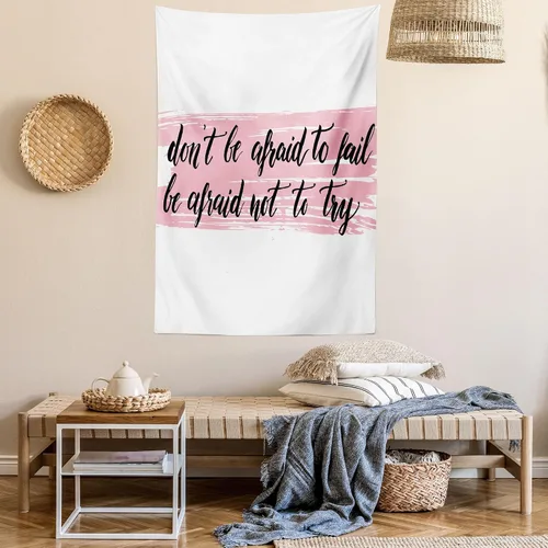 Vista 6 de Ambesonne Tapiz de estilo de vida, impresión artística con texto en inglés «Do Not Be Afraid to Fail Be Afraid to Try Words», para colgar
