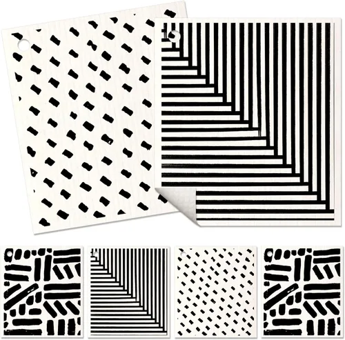 Vista 16 de Miss Adola 6 unidades de paños suecos para cocina - paños reutilizables para lavar platos, toallas de cocina absorbentes, lindas y divertidas, Bohemi