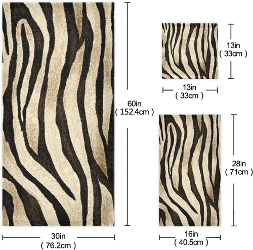 Vista 3 de susiyo Juego de toallas de baño de 3 piezas, suaves y altamente absorbentes, con estampado de tigre, a rayas, de piel de animal, toallas de calidad