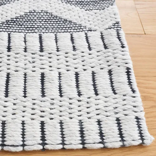 Vista 5 de SAFAVIEH Vermont Collection - Alfombra de pasillo de 2 pies 3 pulgadas x 8 pies, gris y marfil, hecha a mano de lana geométrica bohemia moderna