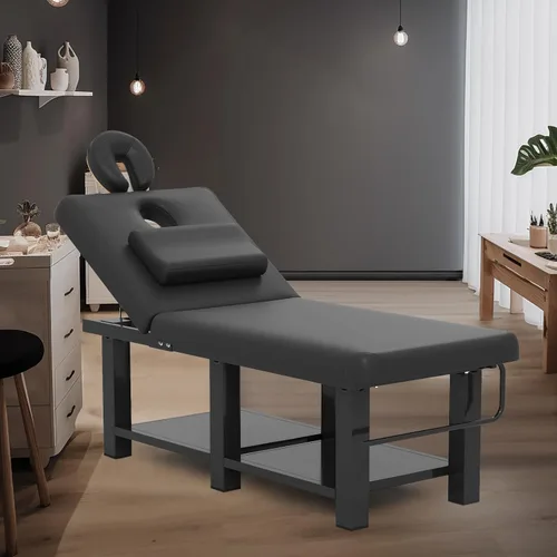 Vista 7 de Mesa ancha de masaje resistente con reposacabezas para spa, terapia y Negro