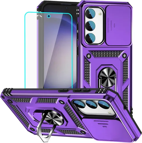 Vista 19 de HNHYGETE Funda para Samsung A13 5G, Galaxy A13 5G con protector de pantalla, soporte giratorio de grado militar de 360° (resistente), fundas Negro