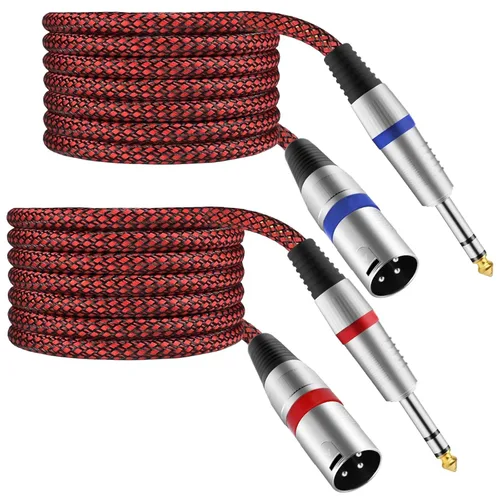 Vista 9 de Cable XLR macho a TRS de 1/4 de pulgada equilibrado, adaptador de cable de micrófono estéreo a XLR de 3.3 pies, trenzado de nailon, blindado