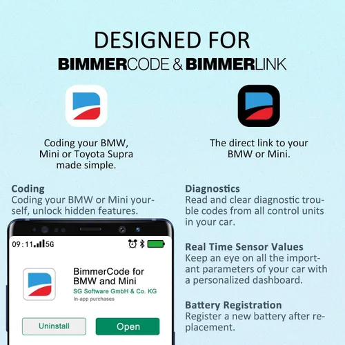 Vista 2 de Vgate OBD2 Bluetooth Escáner vLinker BM Bimmercode Herramienta de Diagnóstico para BMW/Mini, Funciona con Android y Windows solamente
