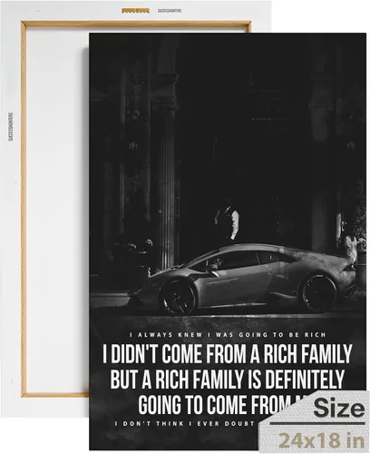Vista 24 de Arte de pared motivacional para la oficina, lienzo de arte de súper auto, decoración automotriz inspiradora para los amantes de Porsche Sportscar