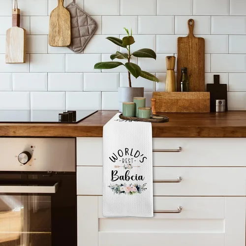 Vista 4 de World's Best Babcia - Toallas de mano para cocina, regalos para abuela de nietos, nietos, día de la madre, Navidad, cumpleaños, toalla de cocina