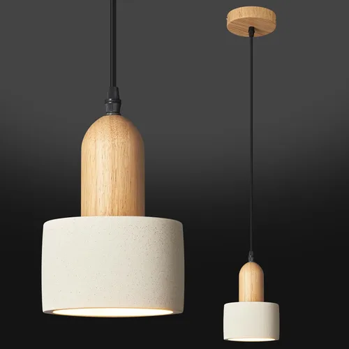 Vista 8 de Luces Colgantes Modernas de Cemento Gris Araña Lámparas de Techo de Madera para Isla de Cocina Dormitorio Comedor Sala de Estar Bar (Paquete de 2)