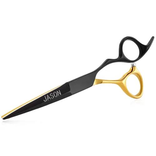 Vista 2 de JASON Juego de tijeras para el cabello de 6 pulgadas, tijeras de peluquería de oro negro + tijeras de textura plateada para mujeres y hombres