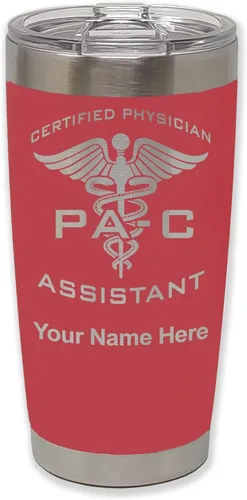 Vista 26 de LaserGram Vaso aislado al vacío de 20 onzas, asistente médico certificado PA-C, grabado personalizado incluido (negro)