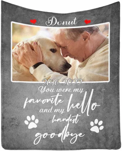 Vista 31 de InterestPrint Manta de perro personalizada en memoria amorosa de la pérdida con imágenes y nombre, regalo personalizado de recuerdo de condolencias