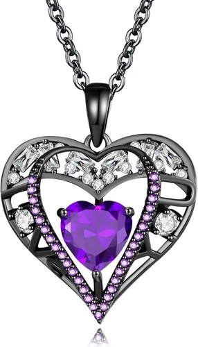 Vista 108 de Collar de cristal de 5 corazones, chapado en oro rosa de 18 quilates, colgante con cadena de plata de ley 925 de 18 + 2 pulgadas, joyería de piedra