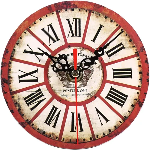 Vista 13 de Haofy Reloj de pared vintage redondo extra pequeño de 4.7 pulgadas, silencioso, funciona con pilas, reloj de pared de madera antigua para cocina