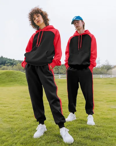 Vista 4 de Conjunto deportivo de 2 piezas para hombre, sudadera casual con capucha para hombre, atlético, deportivo, manga larga, conjunto de traje para trotar