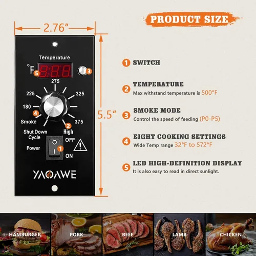 Vista 5 de Kit de termostato digital, piezas de repuesto compatibles con parrillas de pellets Traeger, termómetro digital Pro Controller, con sensor