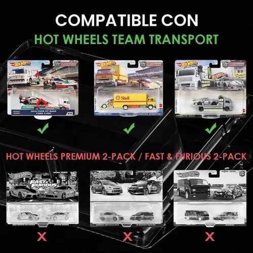 Vista 4 de Paquete de 5 fundas protectoras para transporte de equipos Hot Wheels, PET Recinto de clamshell de fácil montaje, impermeable, pantalla clara