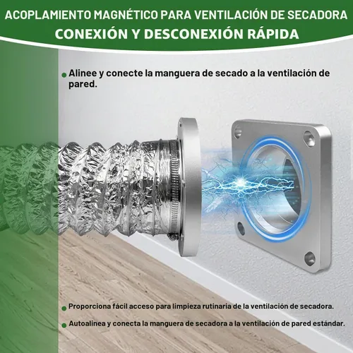Vista 5 de Magnetic Dryer Vent Coupling Connector Kit with 4 inch Dryer Vent Hose