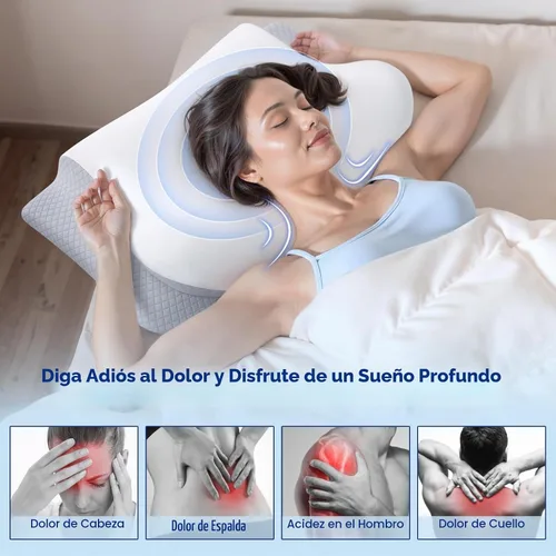 Vista 6 de Almohada cervical de espuma viscoelástica para el cuello - Almohada cervical ergonómica contorneada para durmientes laterales, de espalda y sobre