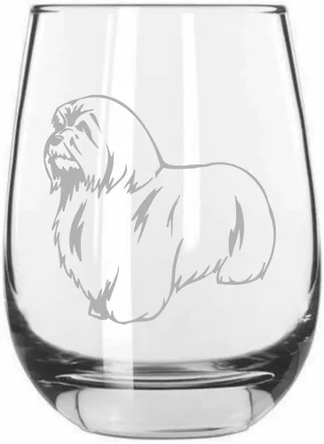 Vista 198 de Shar Pei (chino) - Vaso de vino sin tallo grabado para perro, 15.25 onzas