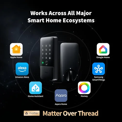 Vista 4 de Aqara UWB Smart Lock U400, llave de Apple Home, cerrojo de huella digital Negro