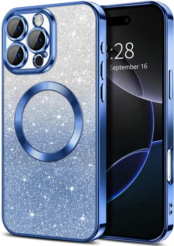 Vista 57 de Hython Funda para iPhone 12 Pro Max Transparente Magnética con Purpurina [Compatible con MagSafe] Protector Completo de Lente de Cámara Delgado