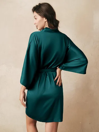 Vista 3 de AW BRIDAL - Bata estilo kimono de satén para mujer