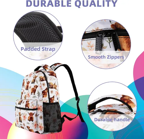Vista 3 de Mochila para niñas y niños, bolsas de libros de escuela secundaria primaria para adolescentes y niños, mochilas grandes para laptop de viaje