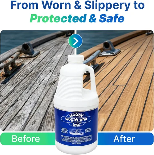Vista 4 de Woody Wax Paquete de repuesto de protección para barco, cera antideslizante y restaurador de metal profesional, protección marina todo en uno