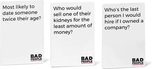Vista 3 de BAD PEOPLE Juego de fiesta – Expansión verde – 100 nuevas tarjetas de preguntas para el divertido juego de cartas para adultos para fiestas