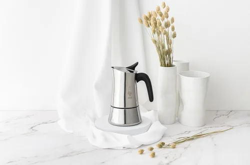 Vista 4 de Bialetti Moon Exclusive - Olla Moka de acero inoxidable de inducción, cafetera de estufa para espresso, cafetera italiana, 4 tomas de café expreso