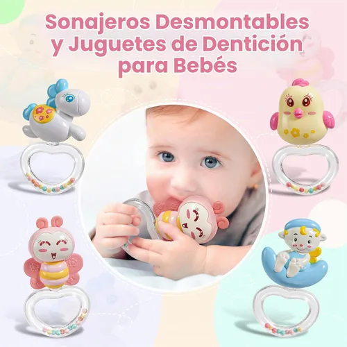 Vista 7 de BOBXIN - Móvil para cuna para bebé niña con 150 música y proyector Timing, luz nocturna, sonajero y caja musical para llevar, control remoto, cuna