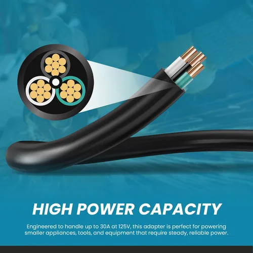 Vista 4 de IronBox Electric TT-30P a TT-30R - Adaptador y extensión - 30A, 125V, 10/3 SOOW - Cable adaptador de conector de enchufe resistente, cable
