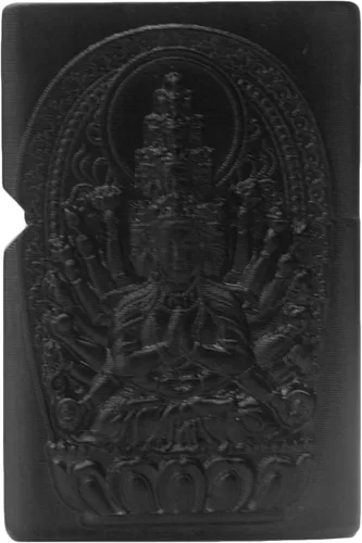 Vista 2 de Carcasa exterior de encendedor tallado en madera negra de ébano natural para kit de inserción Zippo (1000 brazos Avalokiteshvara de la diosa 3#)