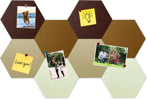 Vista 11 de 8 Piezas Azulejos Hexagonales de Tablero de Corcho de Fieltro, Autoadhesivos DIY Tablero de Anuncios Tablero de Clavijas para Oficina Escuela Hogar