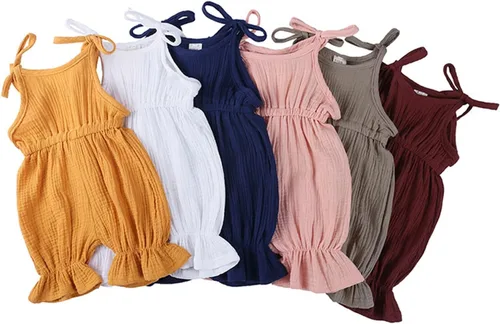 Vista 7 de Mameluco de lino y algodón para bebé niña con lazo de encaje, 1 pieza, ropa para bebé (verde, 6-12 meses)