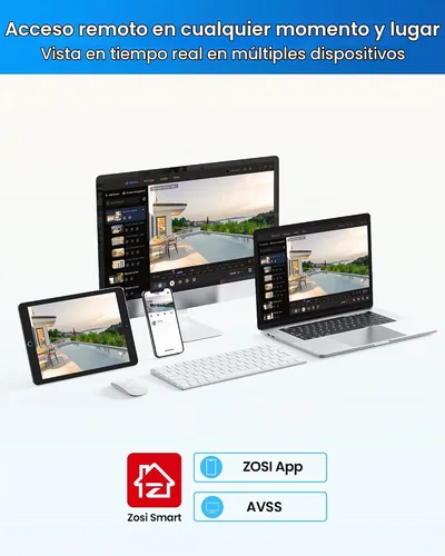 Vista 7 de ZOSI Sistema de Cámara de Seguridad PoE 4K, 4 x Cámaras de Vigilancia de 8MP Resistentes a la Intemperie con Audio Unidireccional, Conteo