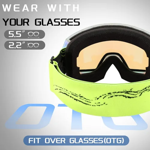 Vista 3 de FEISEDY Ski Goggles, OTG Snow Sport Goggles for Adult Youth, Anti-Fog UV400 Protection Bendable Dual-Lenses B2961