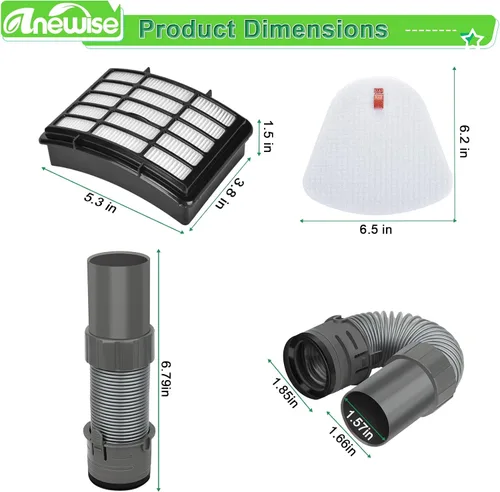 Vista 3 de Anewise Repuesto de filtro de manguera de vacío para Shark Navigator Lift-Away Deluxe Vacuum NV352 NV350 NV351 NV380 UV440, 1 manguera de boquilla +