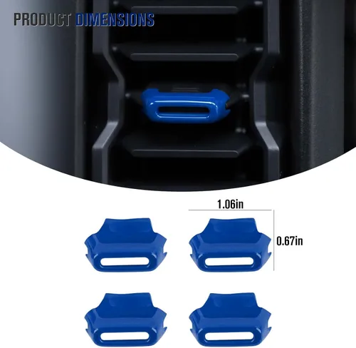 Vista 3 de Jimen Compatible con Ford Bronco 2021-2023, 4 piezas de cubierta de botón de ajuste de ventilación de aire de consola central (azul)