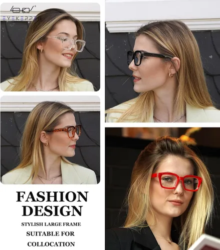 Vista 2 de Eyekepper Gafas de lectura bifocales para mujer, lentes bifocales transparentes de gran tamaño +1.00 Mezcla de lentes transparentes de 4 piezas