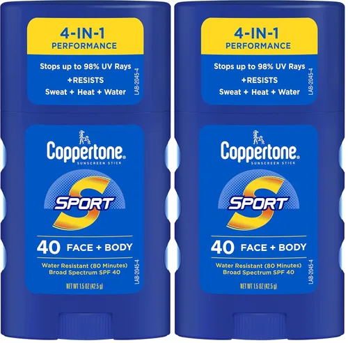 Vista 24 de Coppertone Protector solar Sport Stick SPF 40, protector solar para cara y cuerpo, resistente al agua, tamaño de viaje, 1.5 onzas