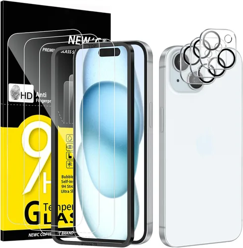 Vista 16 de NEW'C 3x Protector de privacidad para pantalla de iPhone 13 (15,49 cm) + 3x Protector de lente de cámara, protección del sensor, película de vidrio