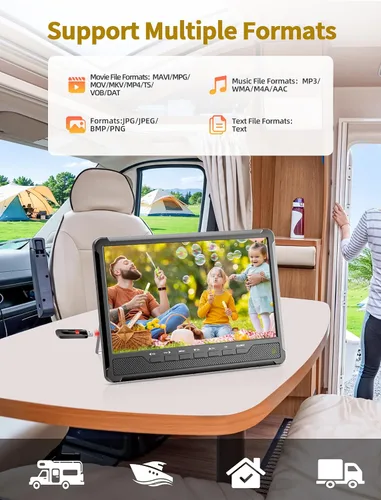 Vista 7 de NORTHING TV de pantalla plana IPS de 10.7 pulgadas, mini TV portátil con antena sintonizador ATSC, monitor LCD 1080P con HDMI, AV, entrada USB