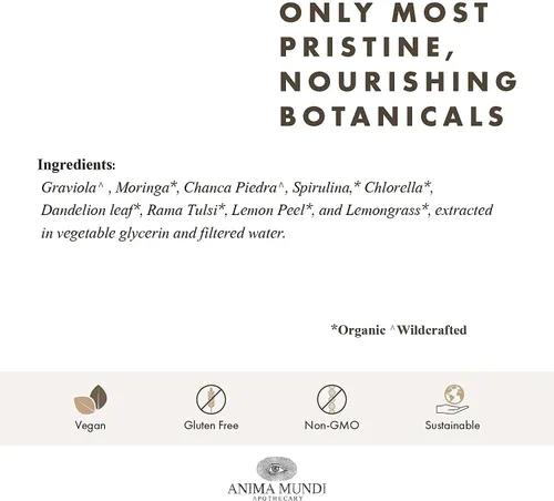 Vista 7 de Anima Mundi Apothecary Viridem Greens Detox Elixir - Suplemento líquido de desintoxicación gastrointestinal y hepática, limpieza natural de hierbas