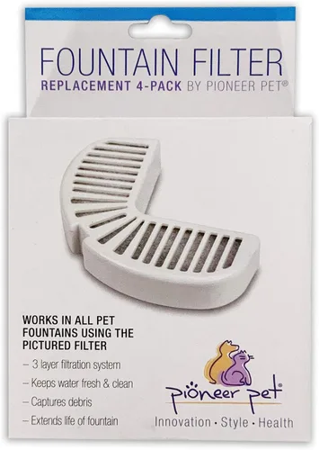 Vista 2 de Pioneer Pet Filtros de repuesto para fuente de agua, paquete de 4, se adapta a fuentes de acero inoxidable Raindrop y cerámica Big Max, fácil