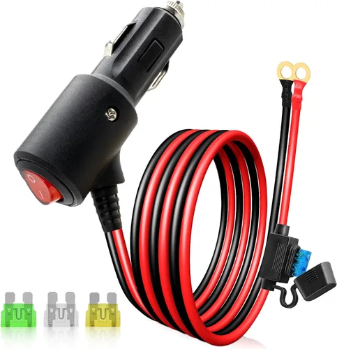 Vista 11 de Adaptador de encendedor de cigarrillos macho a terminal de anillo de batería de 3.3 pies, 12 V/24 V, enchufe de encendedor de cigarrillos resistente